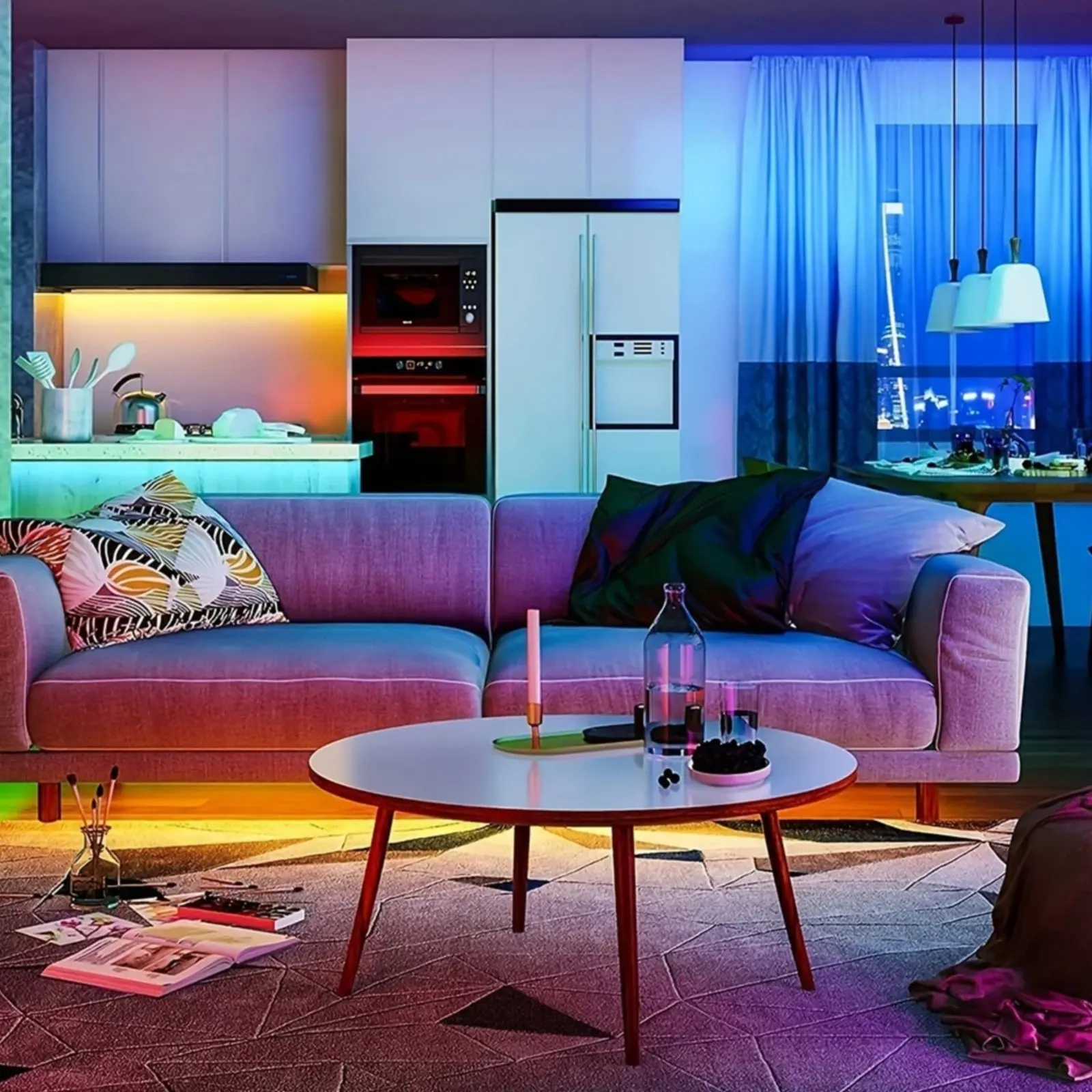 

Комплект светодиодной ленты RGB с подсветкой: легкая установка, изменение цвета, контроллер управления, регулировка яркости