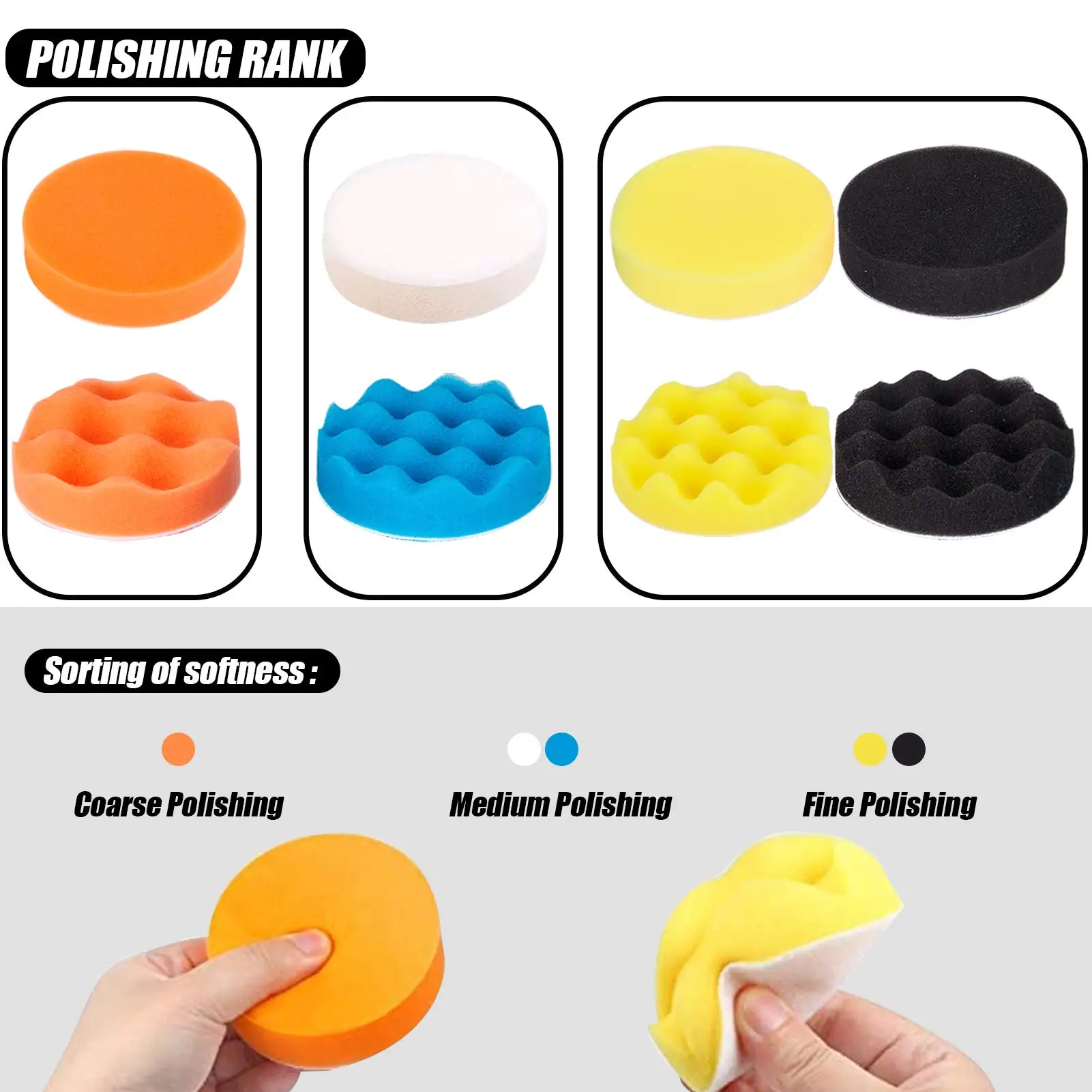 33 Pieces 4 Inch Buffing Polishing Pads Car Foam Drill Polishing Pad Kit Sponge Pads Buffer Polisher Kit Headlight Restoration K