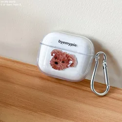 Case For AirPods 4 2024 Transparet Teddy Dog Soft TPU Earphone Cover for Apple Airpod Pro 1 2 3 4th Gen Protective Case Keyring