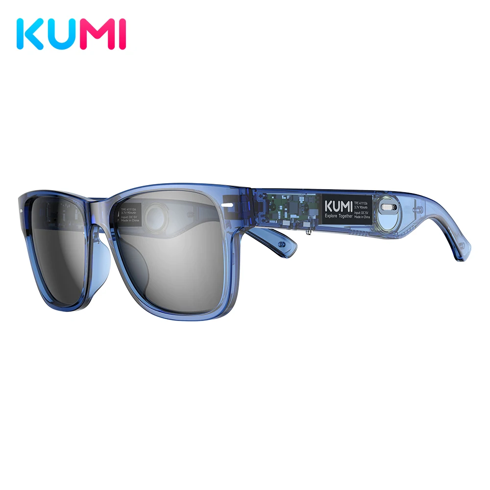 KUMI Meta V1 Smart Glasses IPX4 Waterproof Bluetooth glasses Bluetooth Call 5.0 listen to the music last for about 8 hours Blue