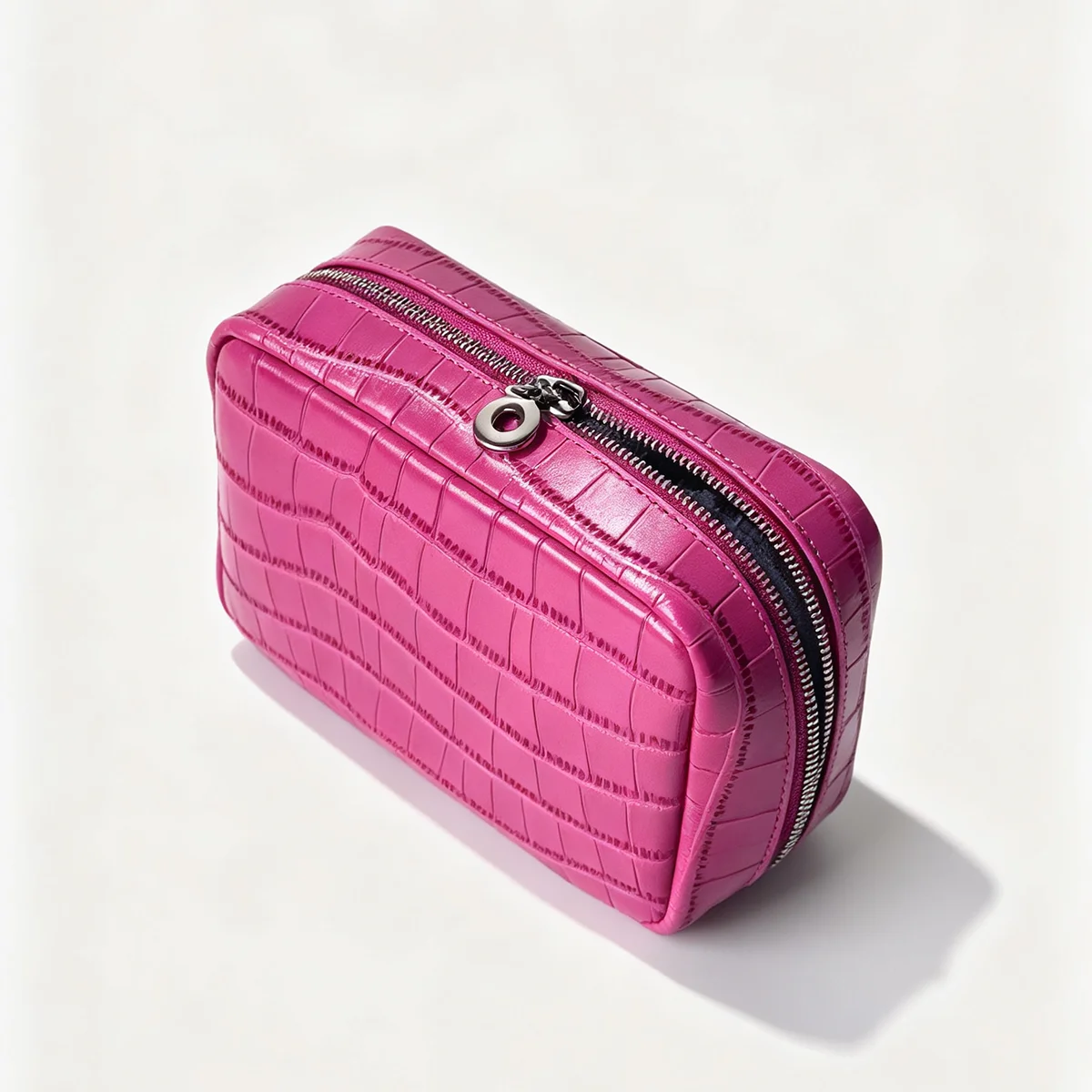 Neue Rosenrote Echte Krokodilleder-Textur Kosmetiktasche Große Kapazität Reise-Tragbare Handtasche Organizer Make-up-Tasche Etui – Detail 21