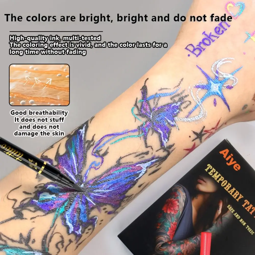 High Quality Metallic Temporary Tattoo Pen Soft Head 10 Colors Tattoo Doodle Pen Washable Tattoo Marker Pen Festival Use view 2