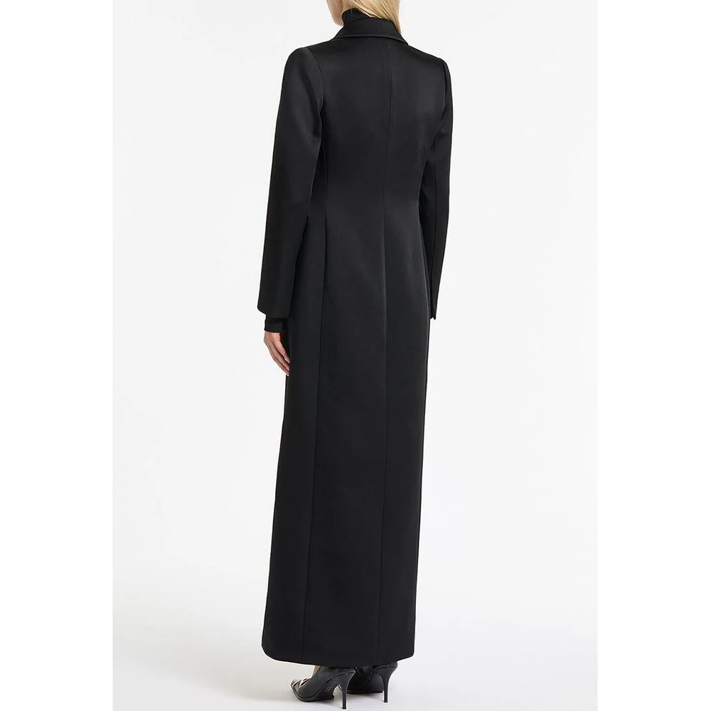 Giacca lunga da donna nera elegante cappotto quotidiano femminile monopetto alla moda abito formale alla caviglia jaqueta feminina