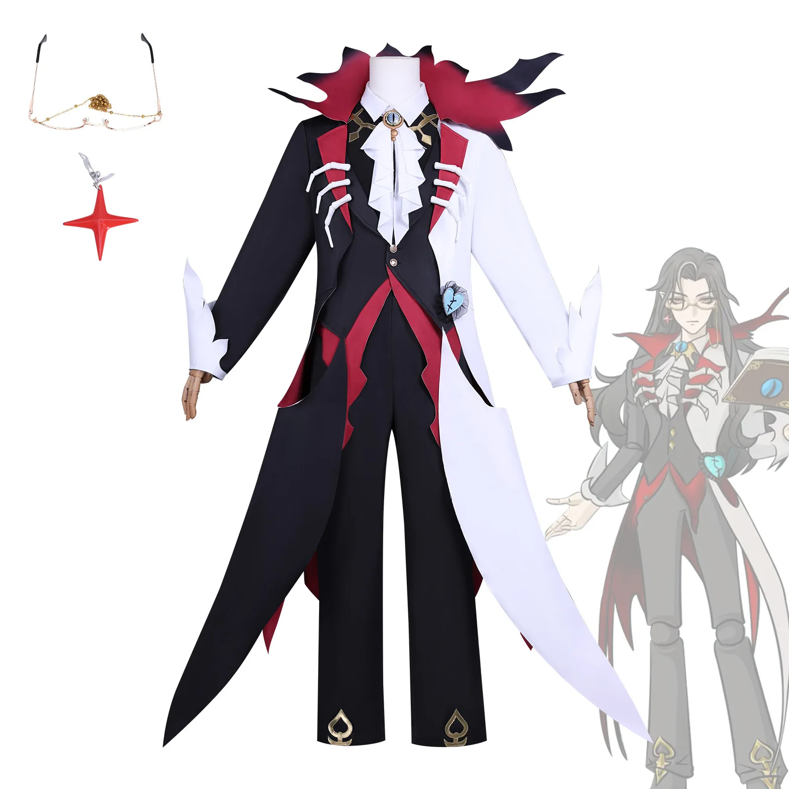 معلم إيجي بارتي الدموي ليفين ‌ ‌   أزياء تنكرية للهروب من ليلة الرعب بدلة حفلات الهالوين كرنفال