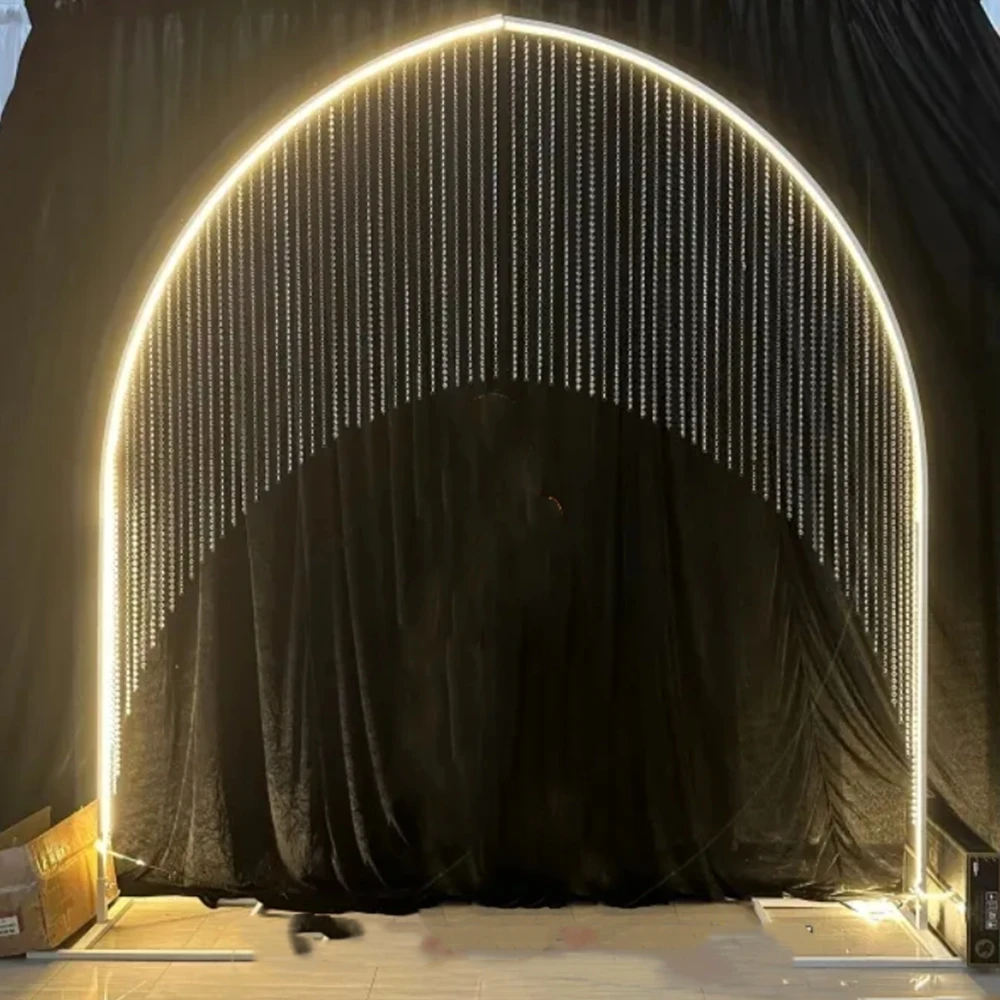 

2pcs) New Trend Wedding Event white Metal Light Wedding Arch Stage Asile Led Tunnel Arch For Stage Decoration