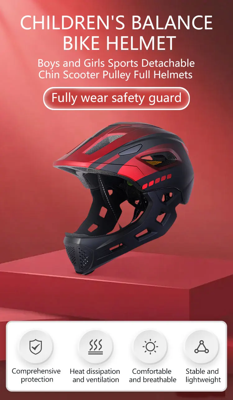 Eastinear2023 Hochwertiger Kinder-Fahrradhelm, volles Gesicht, abnehmbarer Outdoor-Sport, Skateboard, Rollschuhlaufen, Reithelm – Detail 1