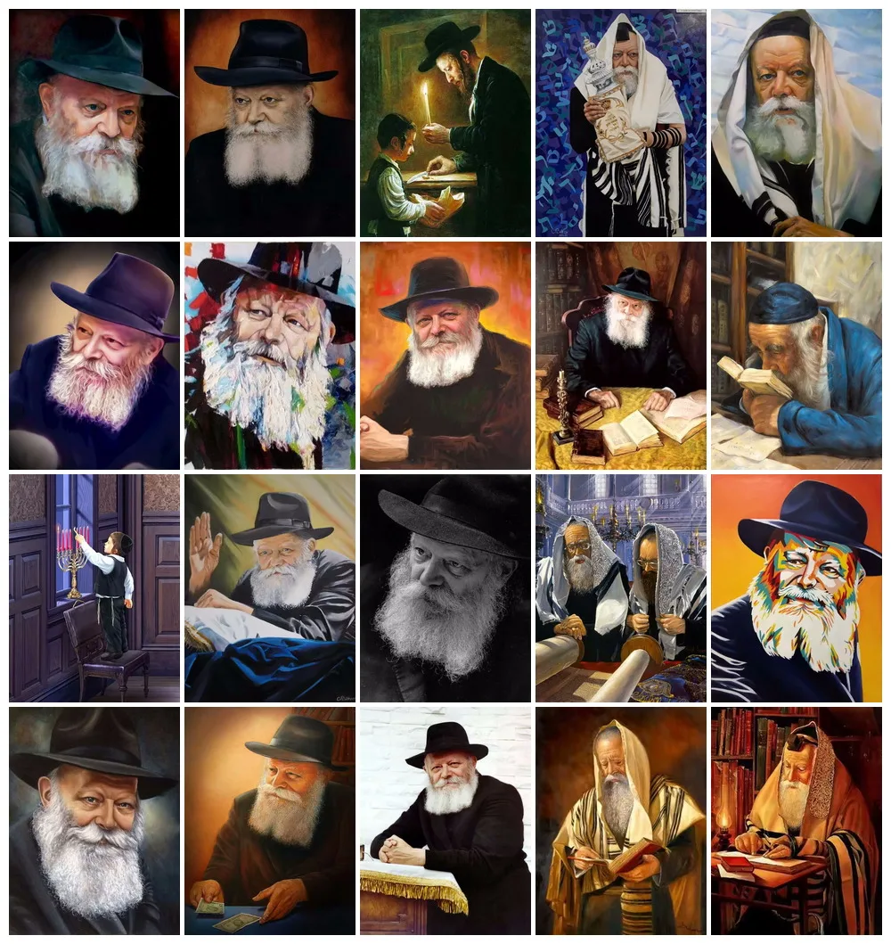 Jewish Rabbi Lubavitch Chabad Rebbe Torah Full Diamond Painting Kits Mosaic Portrait Art Cross Stitch Embroidery Home Decor