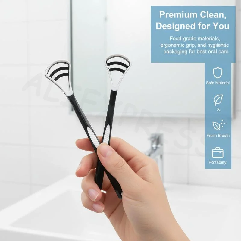 1PCS Silicone Tongue Scraper With Ergonomic Handle Cleaning Oral Hygiene Tool