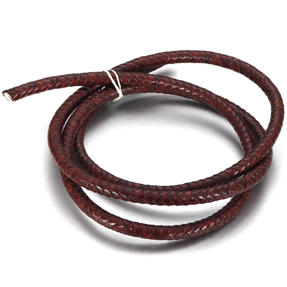 1Meter 8mm Braided Round Leather Rope Uninterrupted Cord for DIY Men Bracelet Jewelry Craft Making Leather Accessories