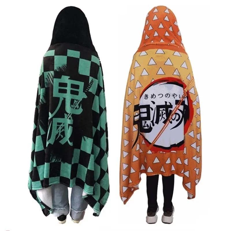 

Anime Demon Slayer Kimetsu No Yaiba Blanket Cloak Cosplay Costume Kamado Nezuko Agatsuma Zenitsu Flannel Blanket Hoodie Shawl