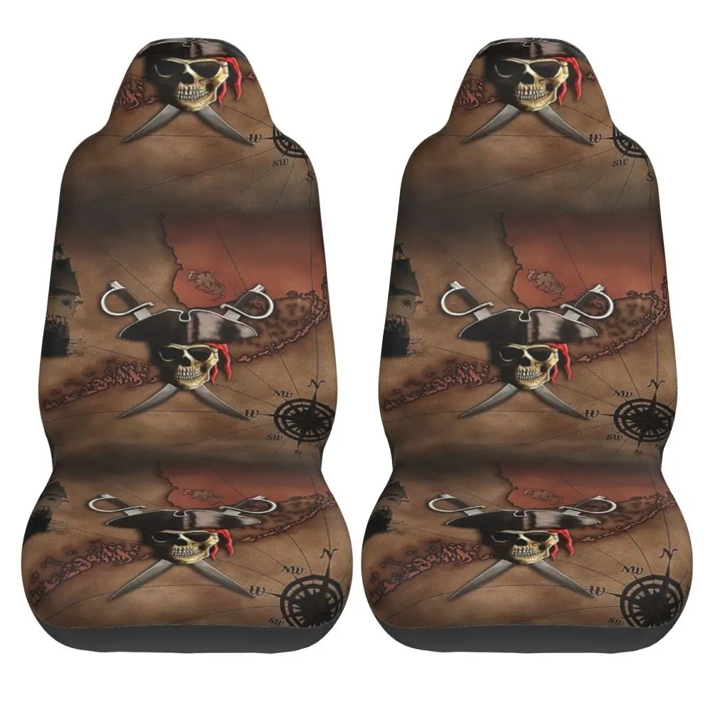 Pirate Captain Pattern Design 2PCS Car Seat Cover Anti Fouling Front Seat Cushion Car Truck SUV Protective Cover  Seat Cover