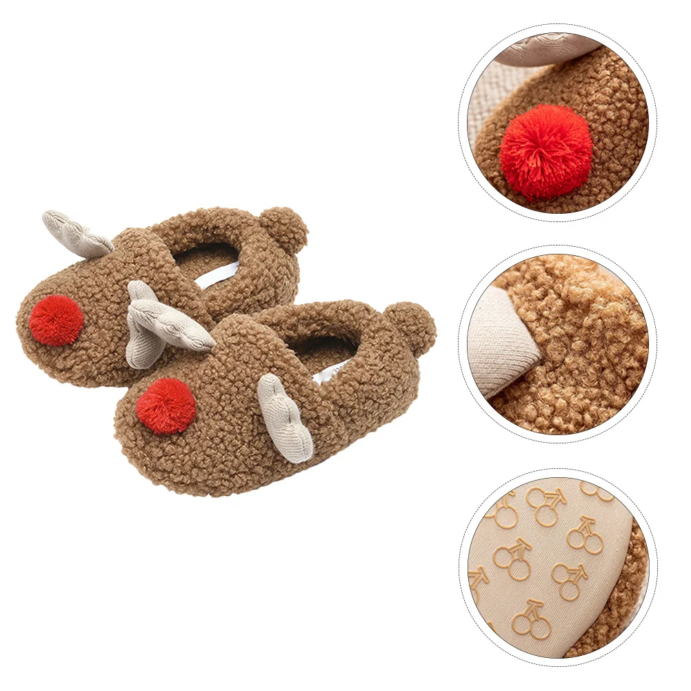 

1 Pair Sole Winter Indoor Home Slipper Cozy House Xmas Slippers Shoes For Warm Christmas Elk Slipper Slippers Female