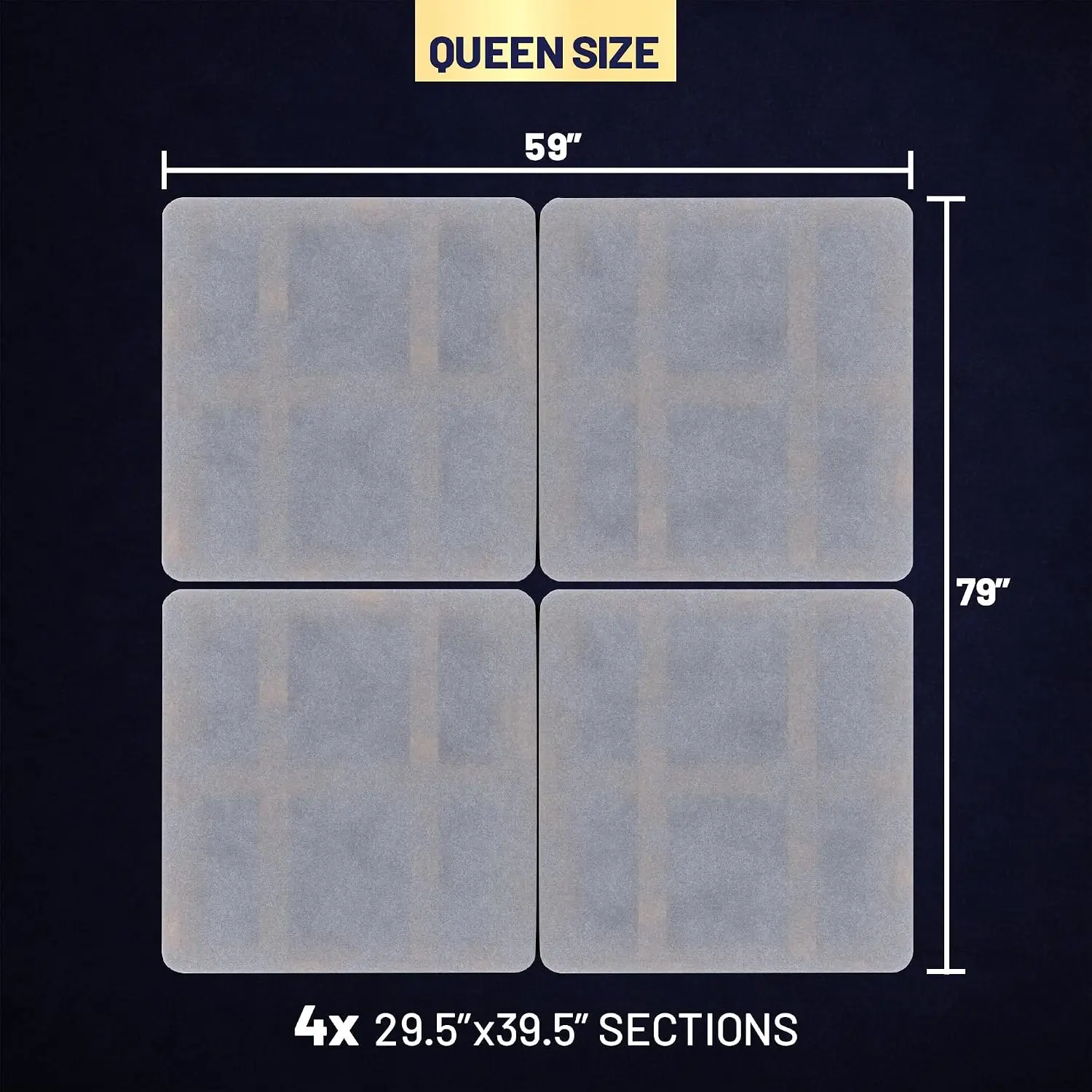 Premium 4-Piece Split Wood Bunkie Board for Queen Size Bed, 38mm Under Mattress Support Board with Fabric Ventilation Cover, Fully Assembled - Replaces Wooden Slats or Box Spring for Bed Frames