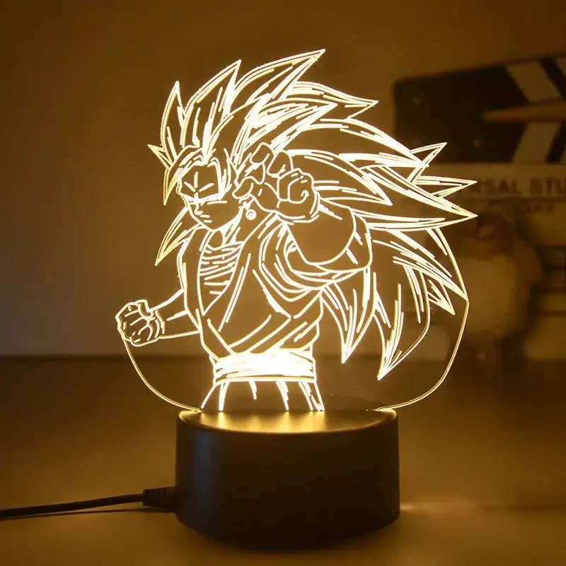 Anime Cartoon Figures Night Light, Rei Macaco, Goku, Dragon Ball Nightlight, Super Saiyan, Lâmpada 3D, Brinquedo ornamental, Presentes de Natal