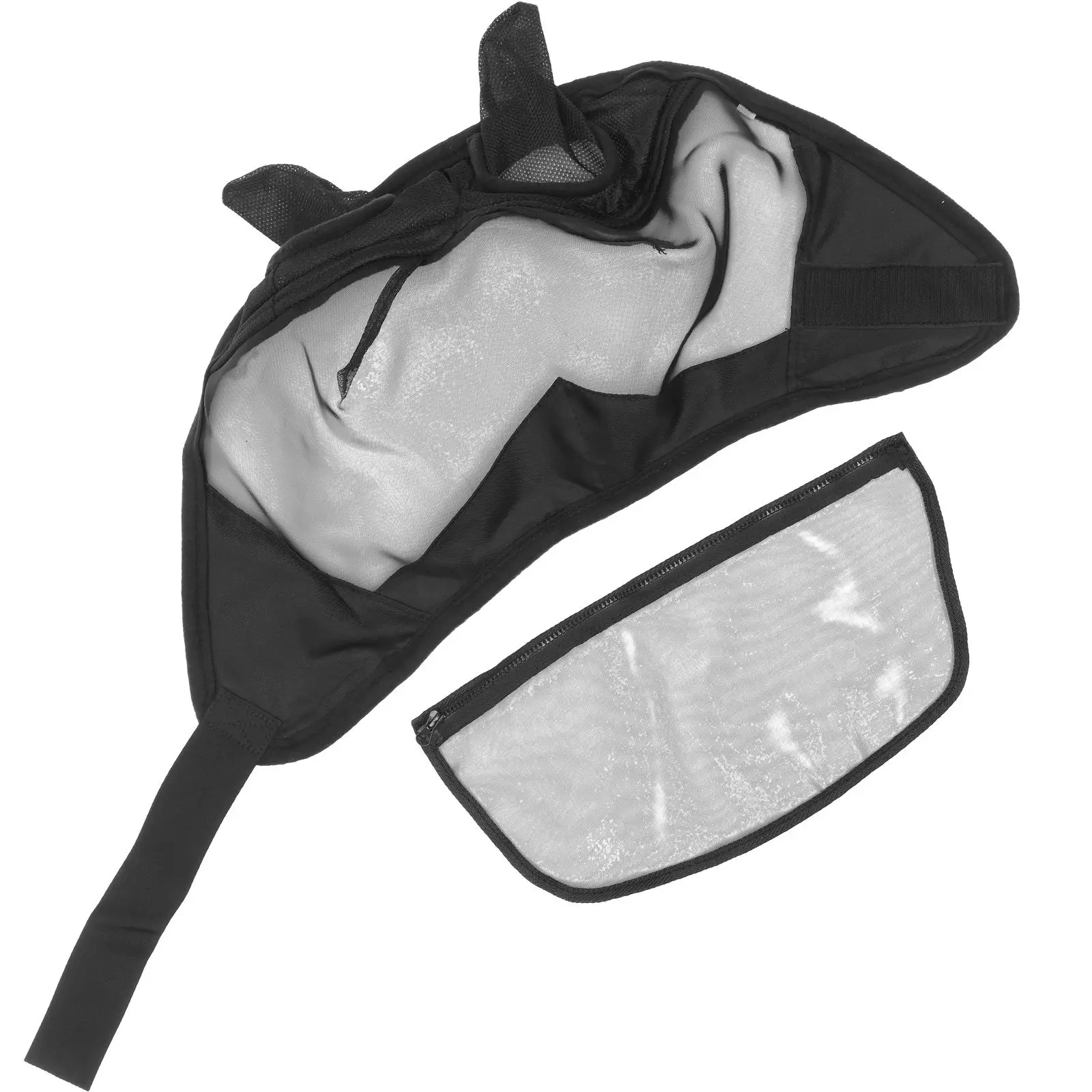 Mosquito Mask Safety with Ears Horse Face Mesh Breathable Protective Detachable Black Reusable