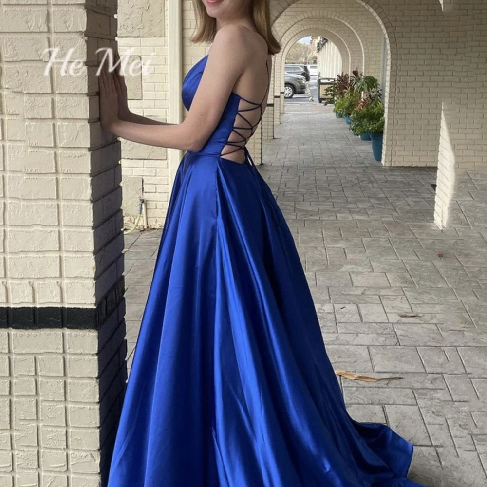 Elegant Prom Dresses Simple A Line Spaghetti Straps Customized Party Gowns Backless V-NeckEvening Dress Vestidos De Fiesta