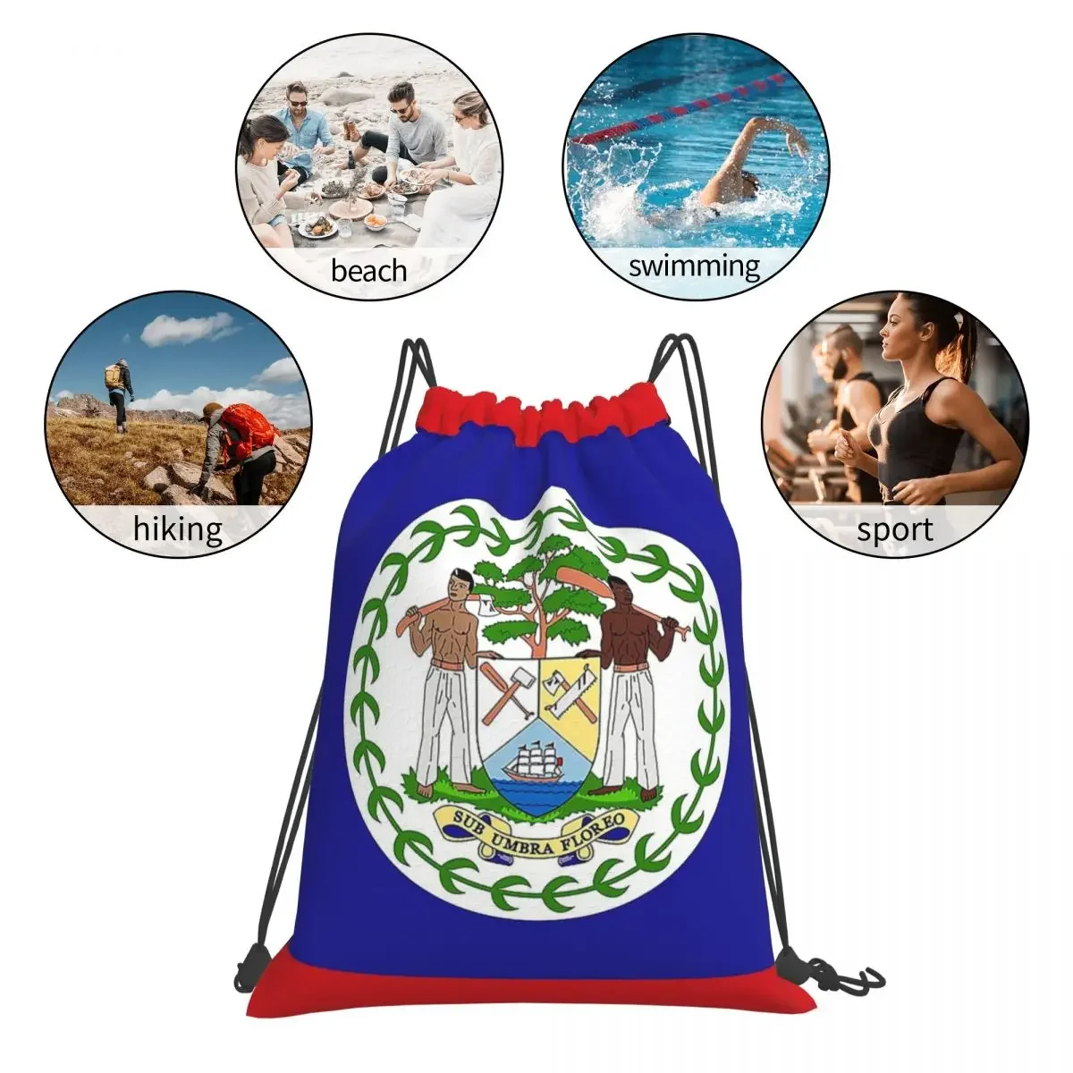 Belize Flag Mochila Multifuncional, Sacos de Cordão Portátil, Bundle Pocket, Sports Bag, Bookbag para Estudantes de Viagem