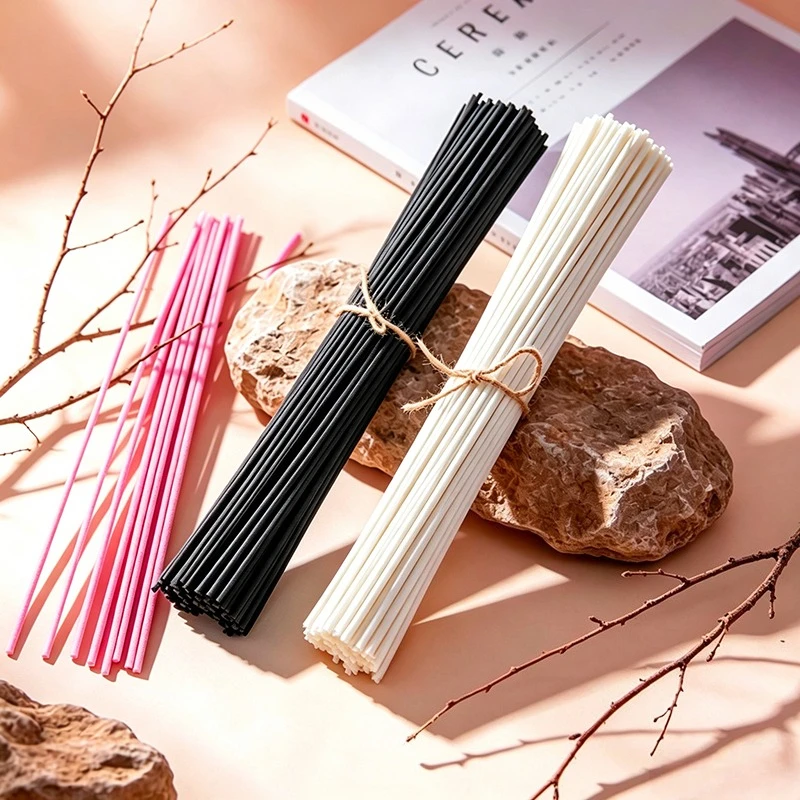 100pcs Per Pack Fiber Reed Diffuser Sticks 3mmx20cm Rattan Home Fragrance Aromatherapy Sticks Lasting for Office Bedroom