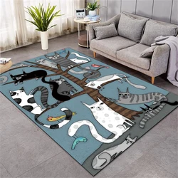 Cartoon cat pattern carpet mat large decoration room living household floor handsome mage
