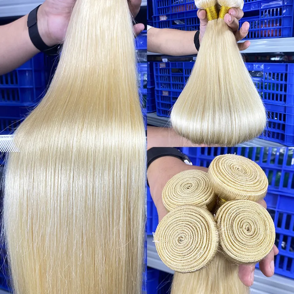 Silky Straight Human Hair Bundles 613 Blonde Brazilian 100% Human Hair Weave Bundles Single Bundles Remy Hair Extensions On Sale