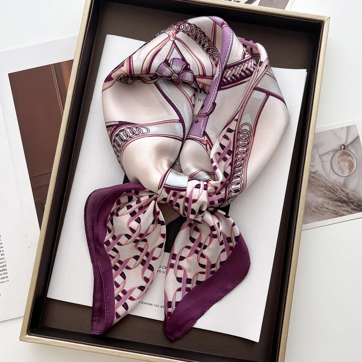 

Floral Print Shawl Square Scarf for Women Soft Satin Neckerchief Female Hair Bands Ribbon Headband Bandana 70X70CM