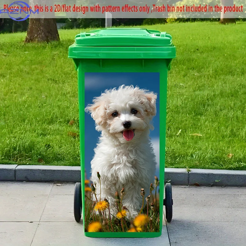 2D Flat Printing' 1pc 2D Pattern Printed Kitchen Trash Can Sticker XCm Dandelion And Puppy Theme Kitchen Home Decoration Wall