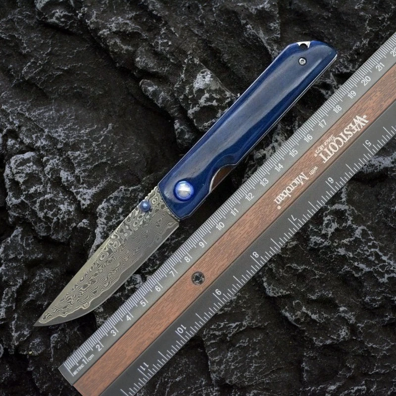 

New Folding Pocket Outdoor Camping Survival Knife Damascus Blade Tactical Hunting Portable Utility Self-defense Knives EDC Tools