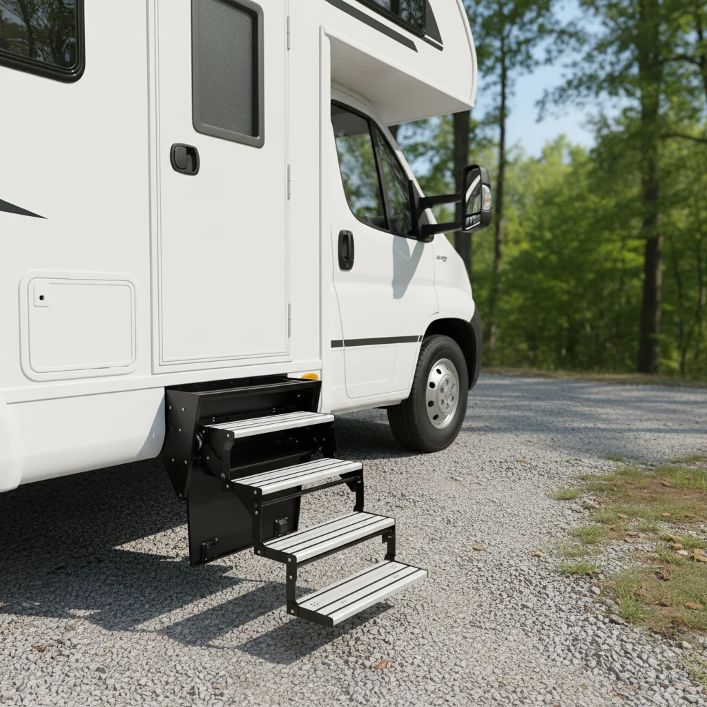 Manual 4-Step RV Entry Step Heavy Duty Foldable RV Stairs