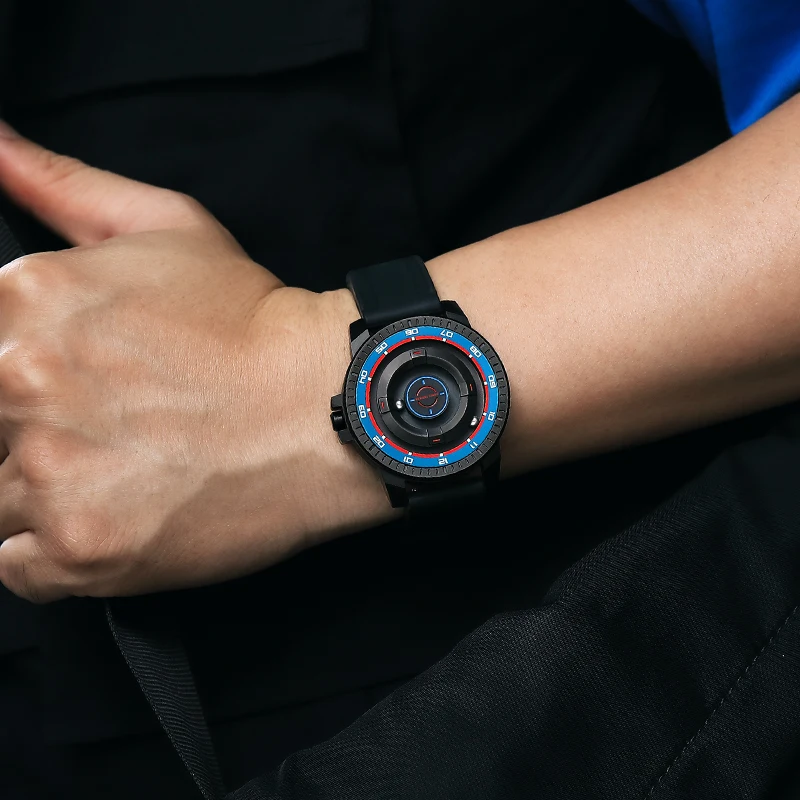 

2026 Blue Planet Design Quartz Watch for Men Waterproof Luminous Sport Wristwatch with Magnetic Bead Pointers