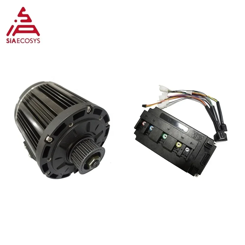 QSmotor 138 3kw v1 Rated 5kw Continuous 72V 100KPH Belt/Sprocket Type Mid Drive Motor with EM150SP Controller Power Train Kits