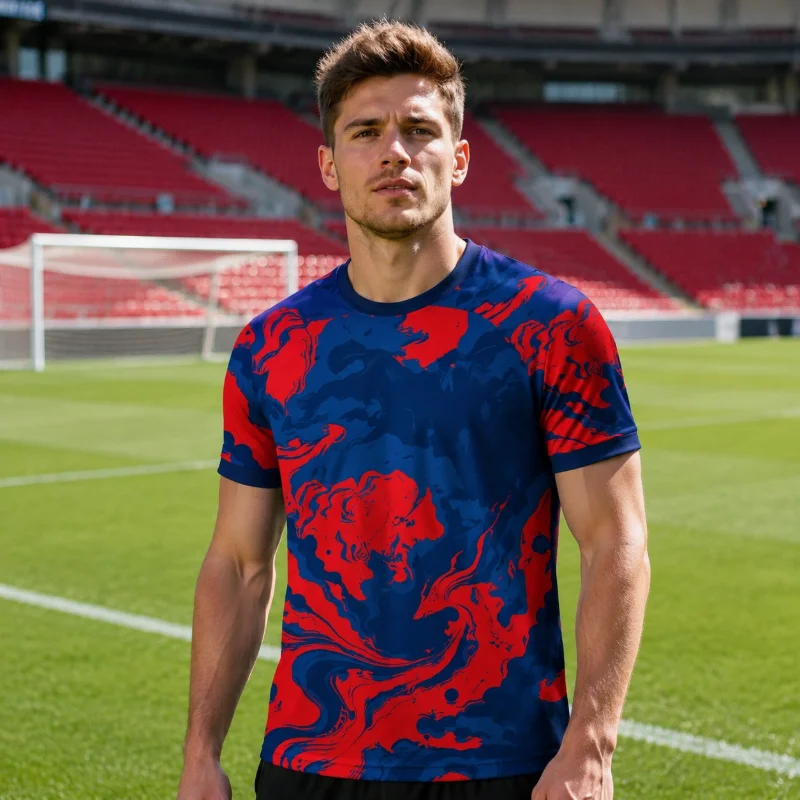 Barcelona Sonderedition Fan-Geschenk 3D-gedrucktes, lässiges, bequemes, atmungsaktives und schnell trocknendes T-Shirt für Männer und Frauen – Detail 3