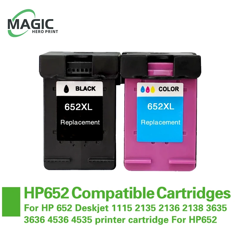 2pcs NEW compatible ink cartridge For HP 652 Deskjet 1115 2135 2136 2138 3635 3636 4536 4535 printer cartridge For HP652