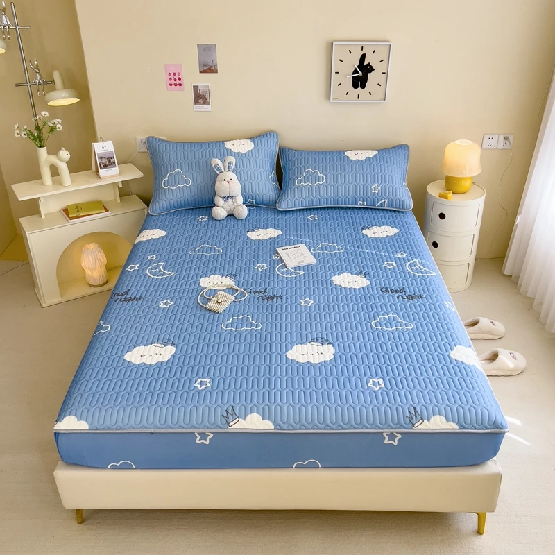 New Printed Cartoon Latex Mat Bed Cover Cool But Not Cold Single Does Not Include Pillowcase with Elastic Single Sheet Fitted