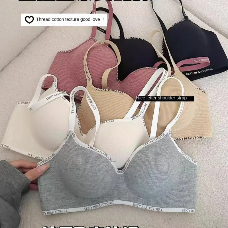 

Letter Brasieres Ladies Thicken Push Up Bra Girl's Underwear Sexy Lingerie Women Bralette No Steel Ring Small Bras Woman
