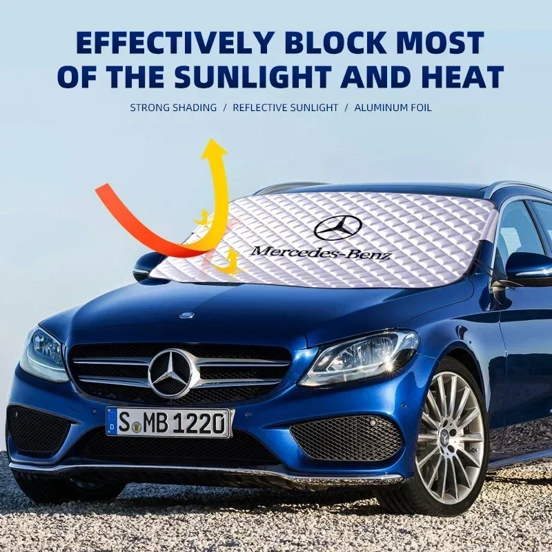 Car Snow Ice Protector Visor Sun Shad Fornt Windshieldhade Thermal Insulatio For Mercedes Benz AMG A B C E Class GLC GLK GLA CLA