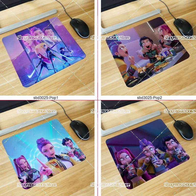 K-POP: لوحة ماوس Demon Hunters مضادة للانزلاق للأولاد والبنات لتزيين سطح المكتب لوحة ماوس ألعاب مقاومة للماء وبدون حافة وخياطة هدية