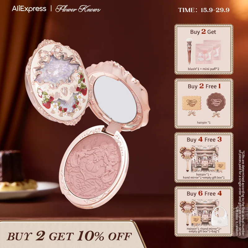 

Flower Knows Strawberry Rococo Series Embossed Blush 5g Blush Powder