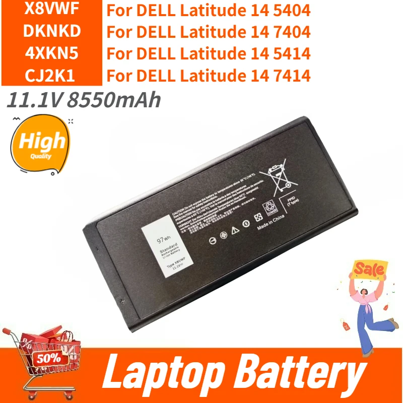 X8VWF Laptop Battery 11.1V 8550mAh for DELL 09FN4 CJ2K1 DKNKD Latitude 14 E7404 5XT3V 7404 E5404 4XKN5 Brand-New High Quality