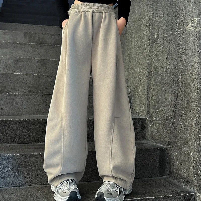 

Autumn School Girls Sport Pant Simple Solid Loose Junior Girls Sweatpant Elastic Waist Comfortable Kids Girls Wide Leg Pant