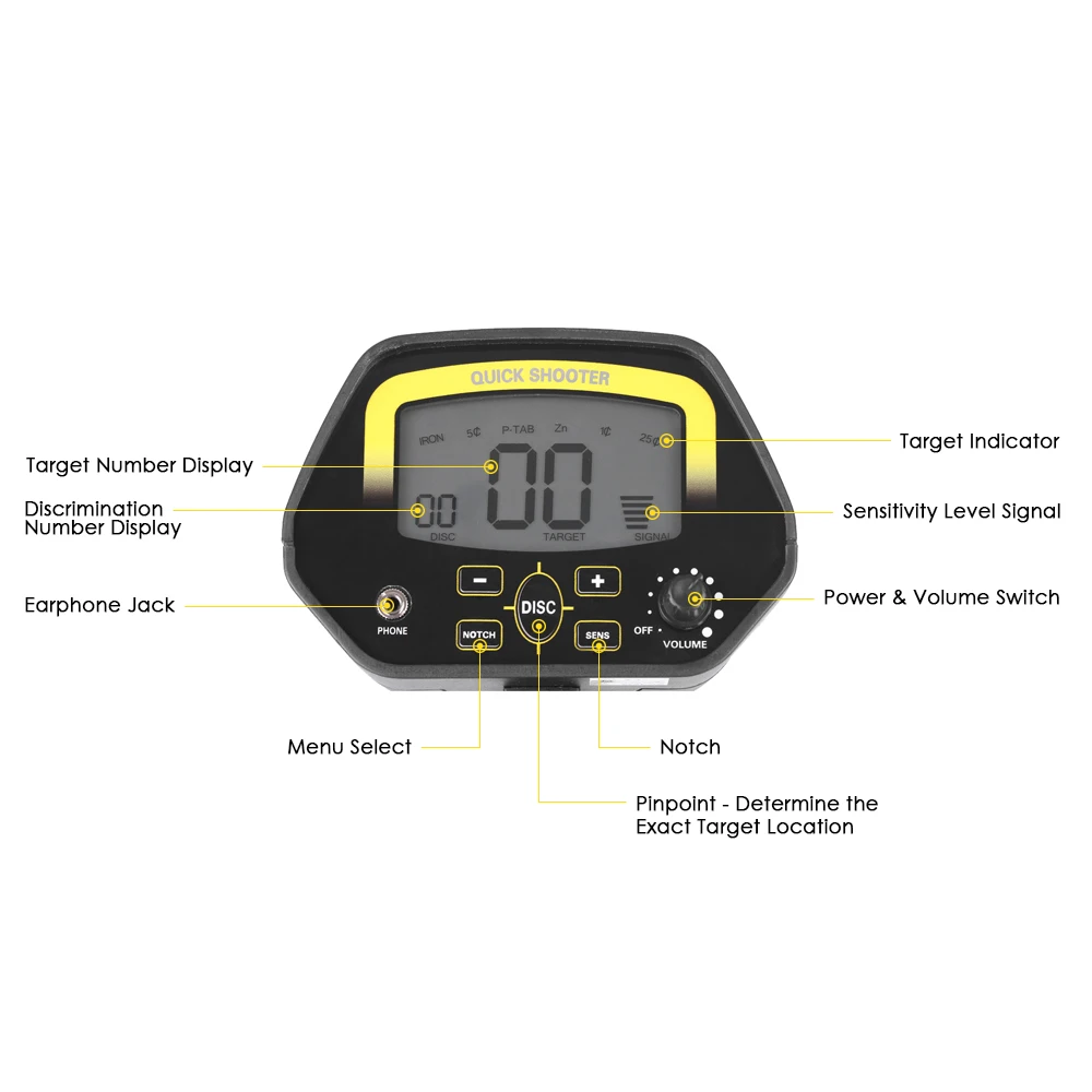 MD4060 Underground Metal Detector Metal Locator Treasure-hunting Device Adjustable Notch & DISC Mode Pinpointing Function