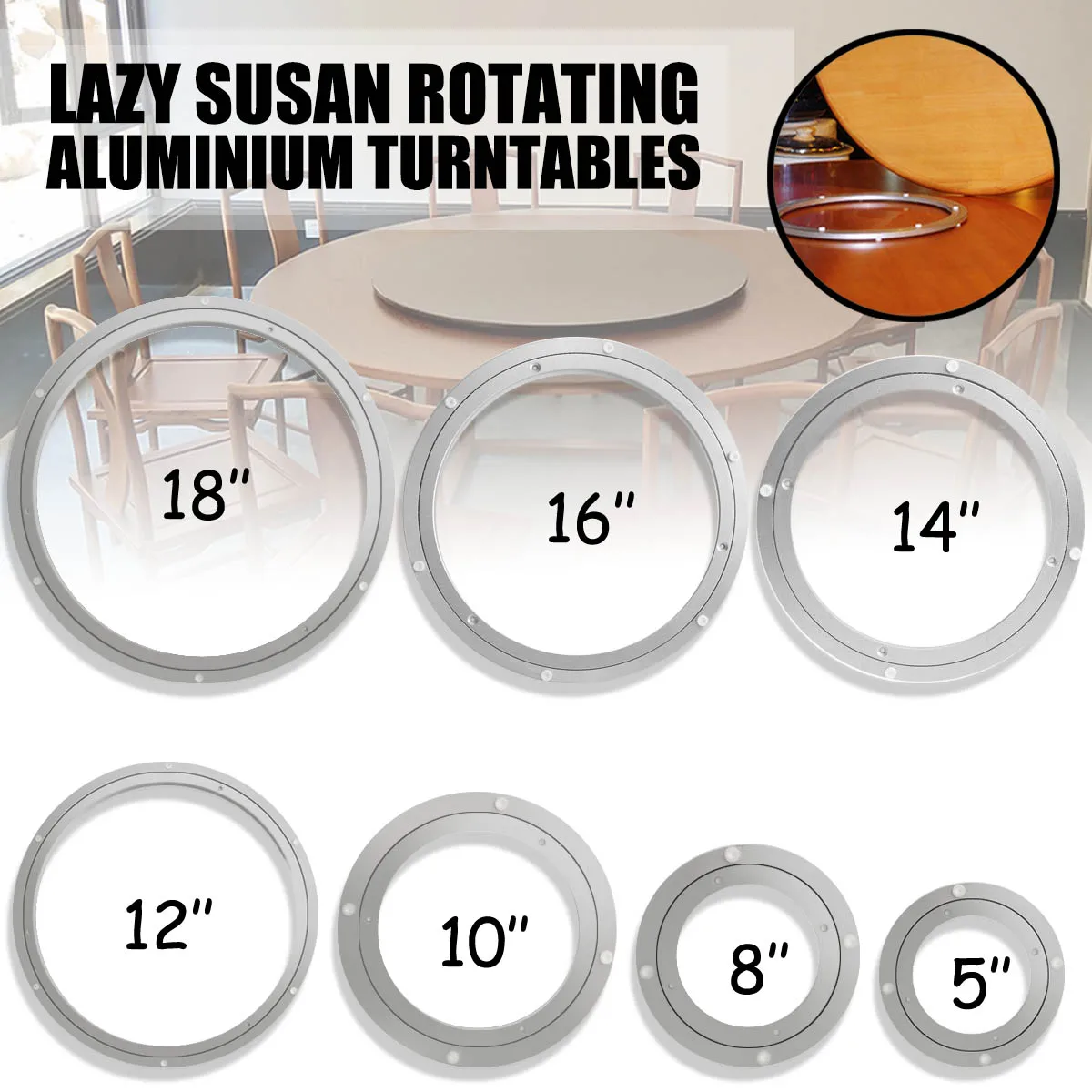 Heavy Aluminium Rotating Bearing Turntable Turn Table Round Swivel Plate 7 Size for Cake Decorations Catering Services