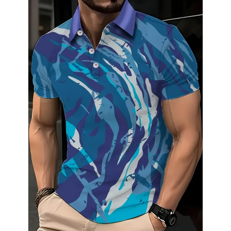 

Fashion 3D Print Men's Short Sleeve Polo Shirt Summer Casual Loose Comfortable Breathable Lapel Shirt Trendy Cool Street Clothes