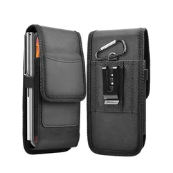 Vertical Nylon Cell Phone Belt Clip Holster Pouch Buckle Wallet Card Holder Case Cover For 3.5inch-7.5inch Phone iPhone Samsung