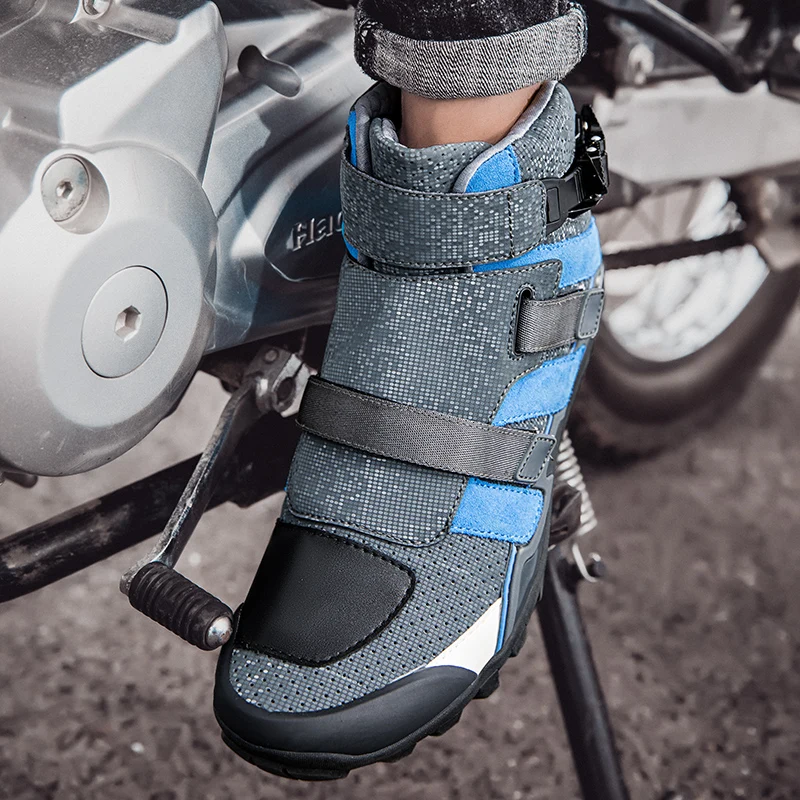 Motorcycle protective riding boots men four seasons breathable non slip wear-resistant high top off-road cycling shoes equipment