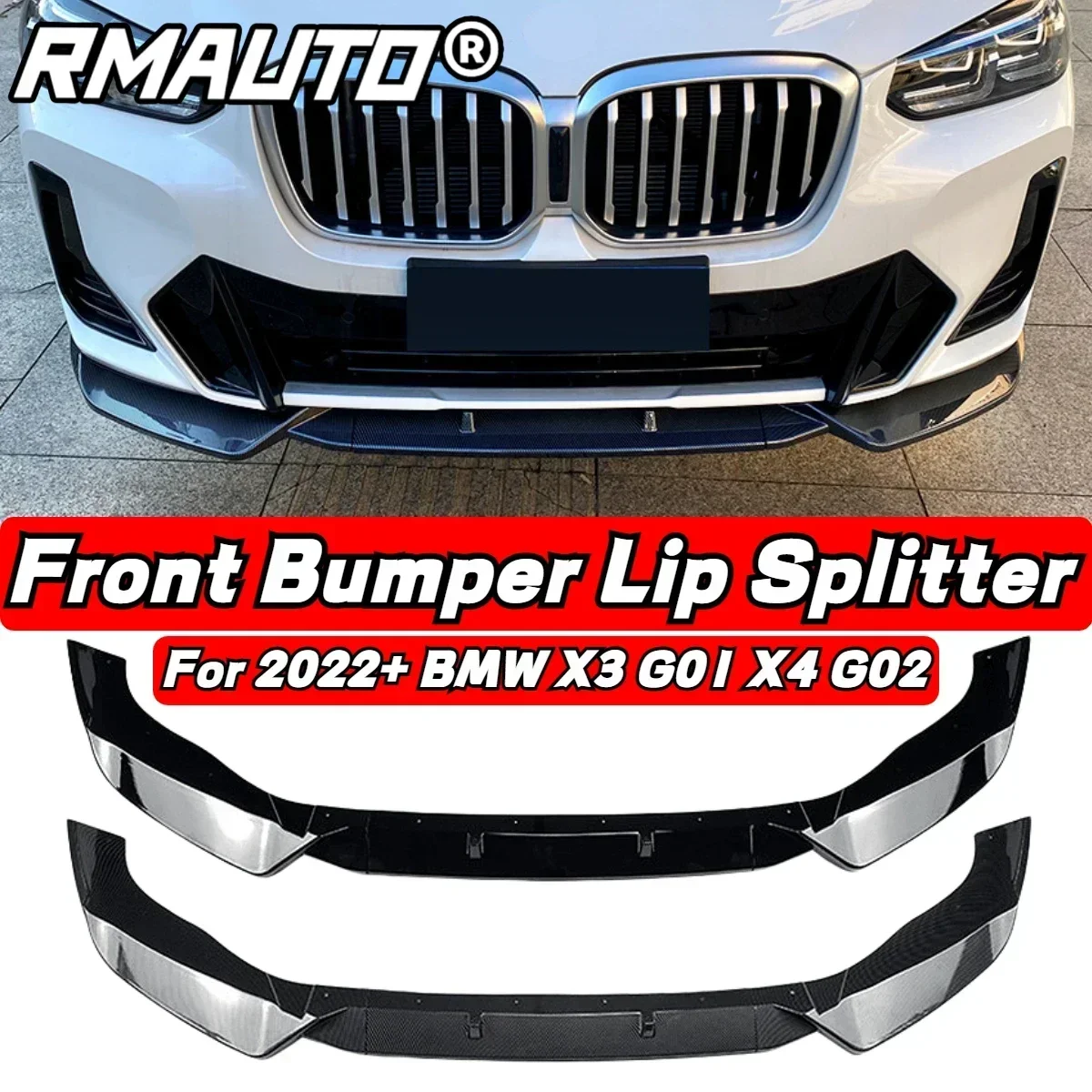 

RMAUTO Carbon Fiber Car Front Bumper Lip Spoiler Splitter Diffuser Guard Body Kit For 2022+ BMW X3 G01 X4 G02 M-Pack Body Kit