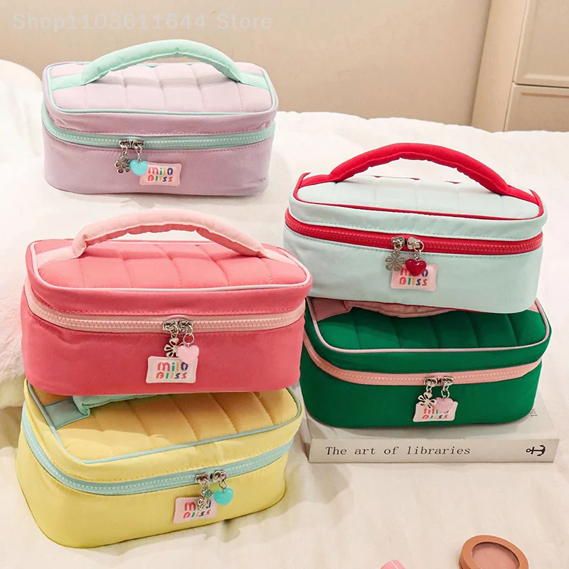 

Ins Style Cosmetic Bag Large Capacity Travel Cosmetic Bag Portable Wash Bag Girl Series Contrast Color Storage Bag