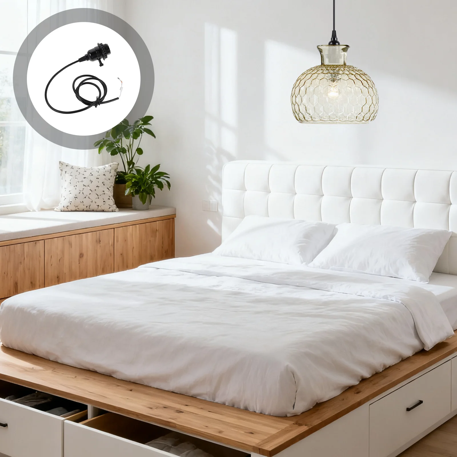 

2Pcs E26 Pendant Lamp Socket Replacement Vintage Knob Switch Lamp Holder Ceiling Fixture Adapter Hanging Pendant Cord Kit Us