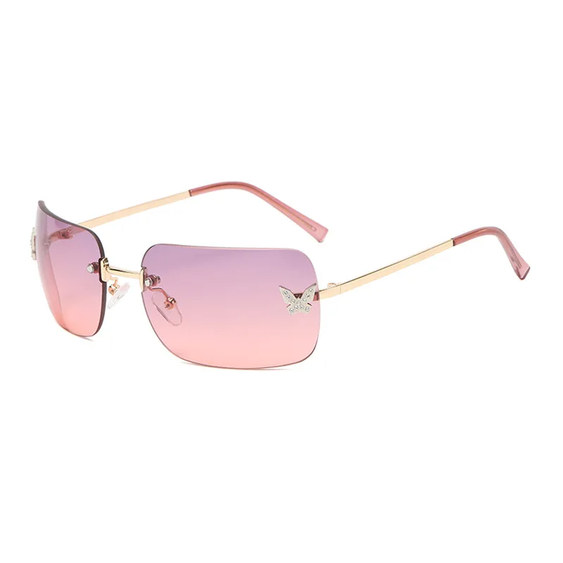 

Fashion Rimless Women's Sunglasses Rectangle Frameless Glasses Women Men Shades Small Square Sun Glasses Summer Travel Outdoor