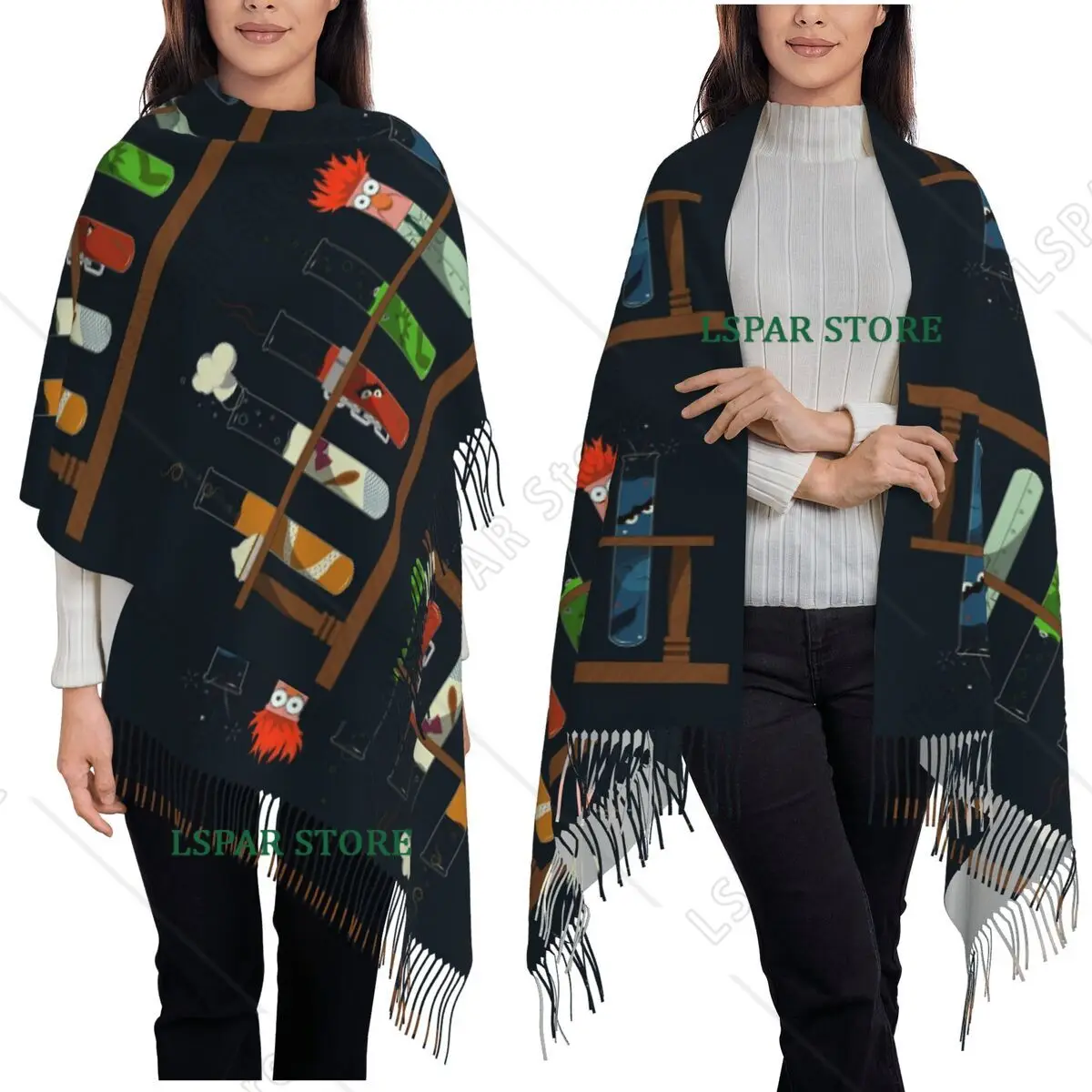 Muppet Science Chemistry Scarf Tassel Scarves for Women Soft Warm Shawls and Wraps Long Fall Winter Shawl Wrap