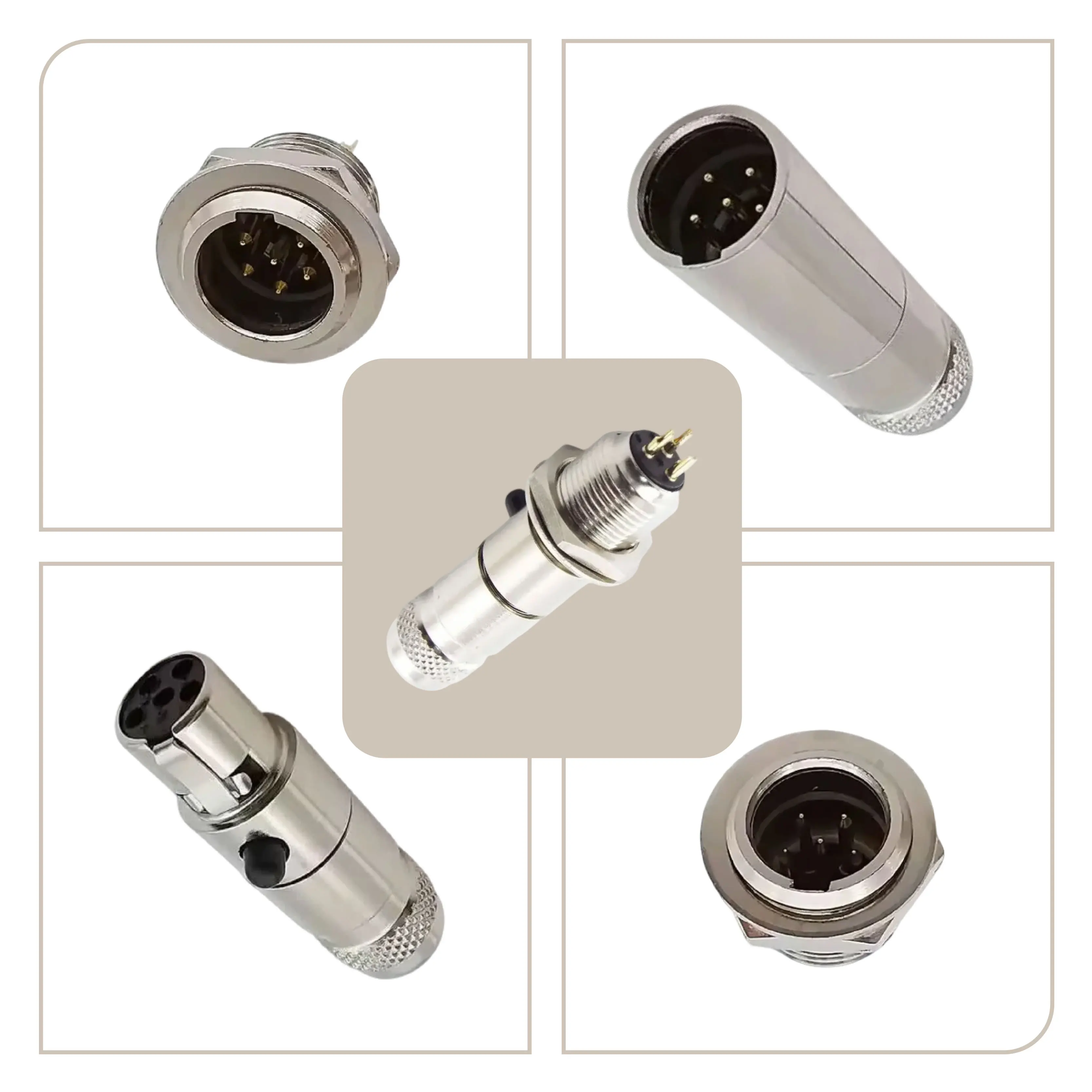 

Mini XLR Aviation Plug Socket 3/4/5/6 Pin Zinc Alloy Connector with Gold Plated Copper Pins for Microphone Audio